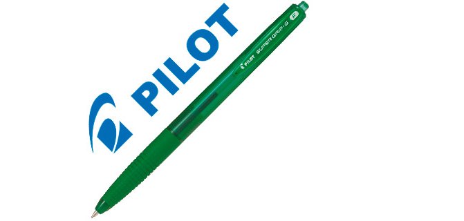 Stylo-bille pilot super grip g rétractable pointe fine coloris vert