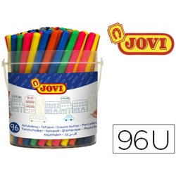 Feutre coloriage jovi lavable capuchon sécurité ventilé pointe solide 3mm 2 formats fine/maxi 12 couleurs pot 96 unités