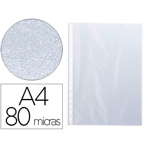 Pochette q-connect polypropylène grainé 8/100e perforée antistatique a4 sachet 10 unités