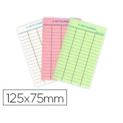 Fiche bibliothèque elve bristol à retourner 180g format 125x75mm paquet 100 unités coloris rose