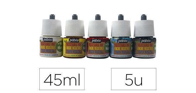 Encre végétale pébéo couleurs primaires set 5 unités x 45ml
