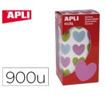 Gommette apli kids motif coeur 20x18mm multicolore rouleau 30 feuilles boîte 900 unités