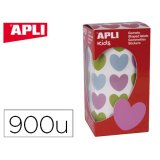 Gommette apli kids motif coeur 20x18mm multicolore rouleau 30 feuilles boîte 900 unités