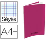 Cahier agrafé conquérant polypropylène a4+ 24x32cm 48 pages séyès 90g coloris rose