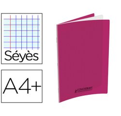 Cahier agrafé conquérant polypropylène a4+ 24x32cm 48 pages séyès 90g coloris rose