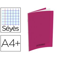 Cahier agrafé conquérant polypropylène a4+ 24x32cm 48 pages séyès 90g coloris rose