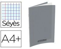 Cahier agrafé conquérant polypropylène a4+ 24x32cm 48 pages séyès 90g coloris gris