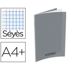 Cahier agrafé conquérant polypropylène a4+ 24x32cm 48 pages séyès 90g coloris gris