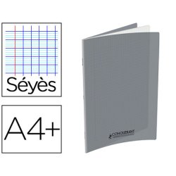 Cahier agrafé conquérant polypropylène a4+ 24x32cm 48 pages séyès 90g coloris gris