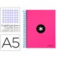 Cahier spirale antartik a5 240p 90g couverture rembordee quadrillage 5mm 6 trous       coil-lock coloris rose fluo
