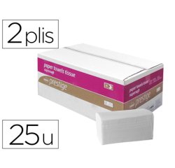 Essuie-mains cellulose haut de gamme 150 feuilles 2 plis 23x24cm paquet 25 unités