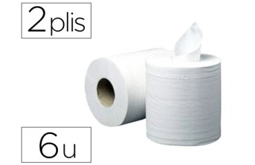 Bobine essuyage dévidange centrale 20x30cm 450 feuilles prédécoupées pack 6 unités