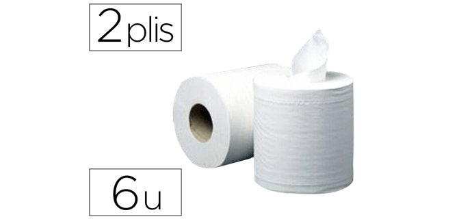 Bobine essuyage dévidange centrale 20x30cm 450 feuilles prédécoupées pack 6 unités