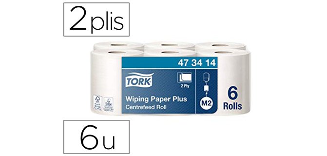 Bobine essuyage tork dévidage central 2 plis coloris blanc