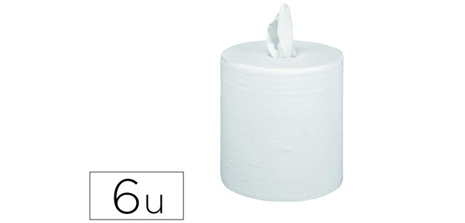 Bobine essuyage dévidage centrale 20x20cm 450 feuilles prédécoupées pack 6 unités