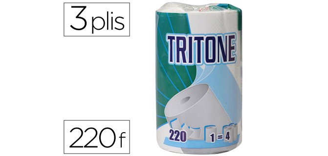 Essuie-tout ménager pure ouate 3 plis 24x22cm rouleau 220 feuilles