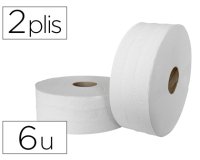 Papier toilette jumbo pure ouate blanche lisse prédécoupé 2 plis 320m paquet 6 rouleaux