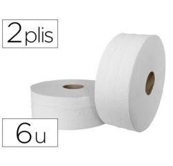 Papier toilette jumbo pure ouate blanche lisse prédécoupé 2 plis 320m paquet 6 rouleaux