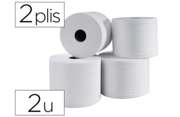 Bobine essuyage 1000f 2 plis coloris blanc lot de 2 unitès