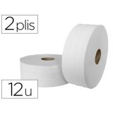 Papier toilette mini jumbo pure ouate blanche gauffrée prédécoupé 2 plis 180m paquet 12 rouleaux