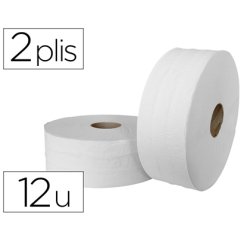 Papier toilette mini jumbo pure ouate blanche gauffrée prédécoupé 2 plis 180m paquet 12 rouleaux