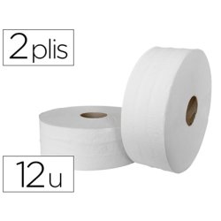Papier toilette mini jumbo pure ouate blanche gauffrée prédécoupé 2 plis 180m paquet 12 rouleaux