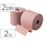 Bobine essuyage ouate chamois 1000 feuilles de 30cm 2 plis coloris saumon lot de 2 unites