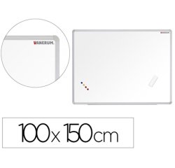Tableau blanc vanerum émaillé magnétique cadre aluminium anodisé fixation mur 100x150cm