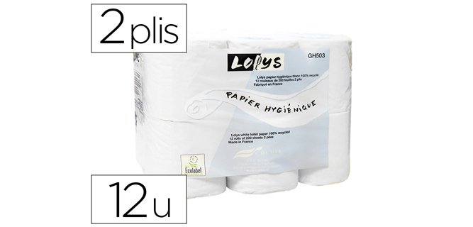 Papier toilette double épaisseur paquet 12 rouleaux