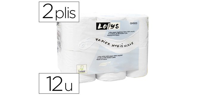 Papier toilette double épaisseur paquet 12 rouleaux