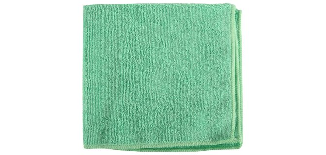 Lavette microfibre 230g 38x38cm sans traces coloris vert lot 5 unités