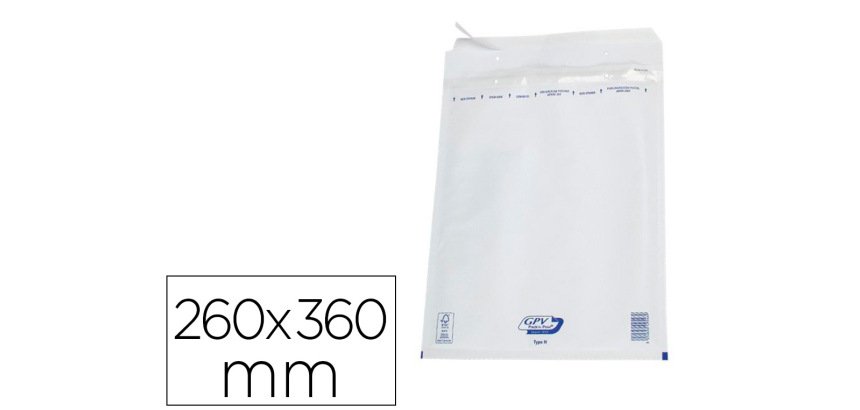 Pochette gpv bulles air kraft blanc 75g 260x360mm h boîte 100 unités