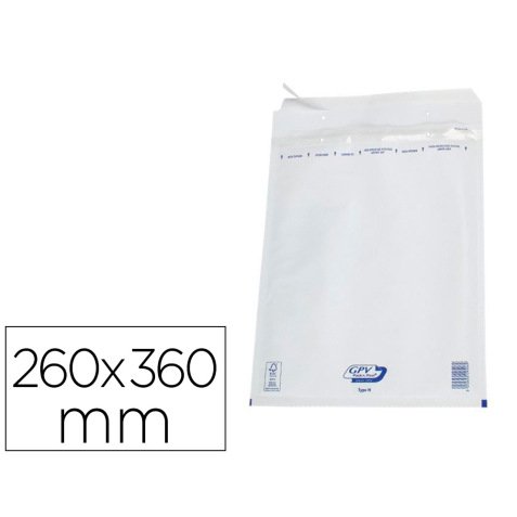 Pochette gpv bulles air kraft blanc 75g 260x360mm h boîte 100 unités