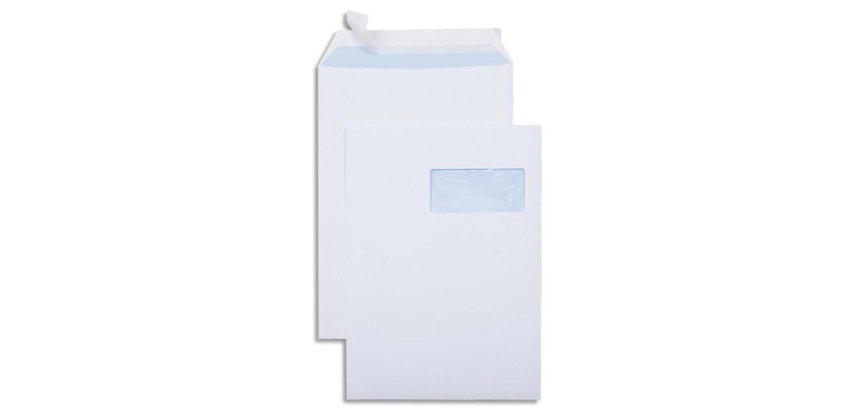 Pochette gpv économique blanche 90g c4 229x324mm fenêtre 50x110mm boîte 250 unités