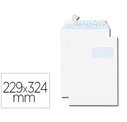 Pochette gpv blanche recyclée 90g c4 229x324mm fenêtre 50x110mm boîte 25 unités
