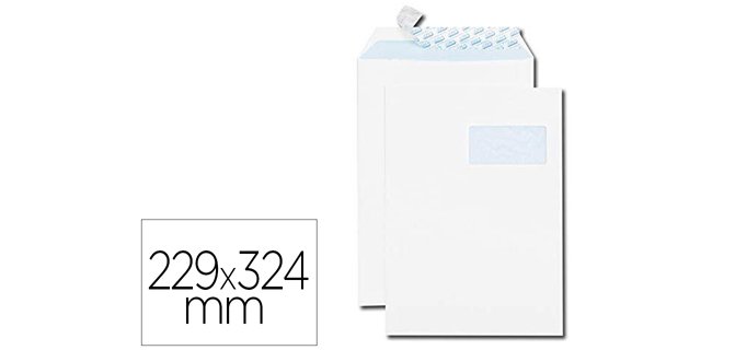 Pochette gpv blanche recyclée 90g c4 229x324mm fenêtre 50x110mm boîte 25 unités