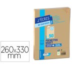 Pochette gpv kraft brun 90g silencieux auto-adhésive 260x330mm sachet 50 unités