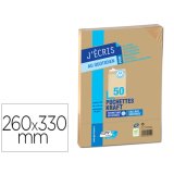 Paquet de 50 pochettes kraft brun 90g 24 260x330mm auto-adhésives