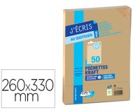 Pochette gpv kraft brun 90g silencieux auto-adhésive 260x330mm sachet 50 unités
