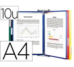 Pupitre mural tarifold 10 pochettes a4 à pivots bords couleur ouverture latérale