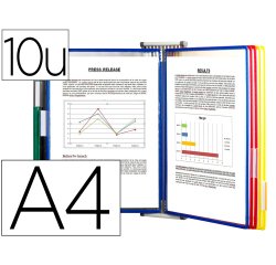 Pupitre mural tarifold 10 pochettes a4 à pivots bords couleur ouverture latérale