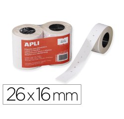 Étiquette adhésive apli agipa pour pince enlevable format 26x16mm coloris blanc rouleau 1000 unités lot de 6