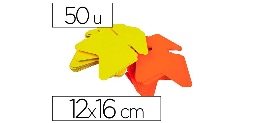 Etiquette carton fluo jaune/orange forme flèche 12 x 16 cm Apli - Boîte de 50