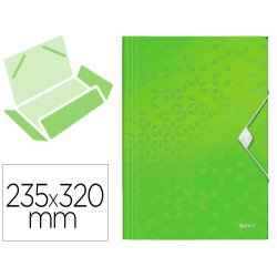 Chemise 3 rabats leitz wow polypropylène fermeture élastique coloris vert 235x320mm