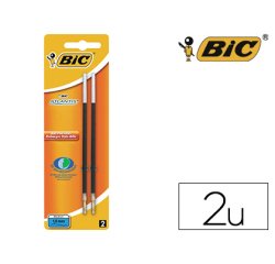 Recharge stylo bic atlantis pointe moyenne couleur noir blister 2 unités