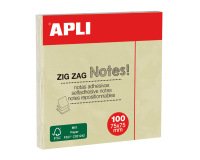 Bloc-notes apli adhésif zig-zag 75x75mm 100f repositionnables coloris jaune