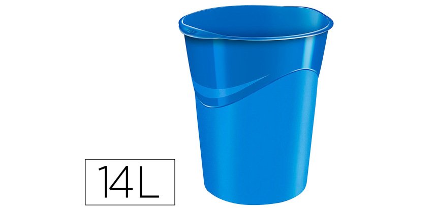 Corbeille papier cep pro polypropylène résistant recyclable forme conique capacité 14l 305x290x334mm coloris gloss bleu