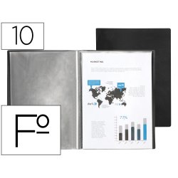 Protège-documents liderpapel polypropylène souple 50/100e 10 pochettes a4 210x297mm coloris noir