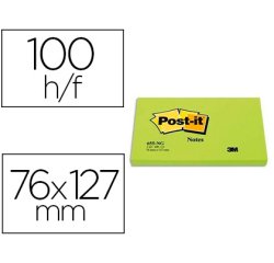 Bloc-note adhésif vert Néon 127 x 76 mm - bloc de 100 feuilles
