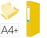 Boite classement elba eurofolio carte grainee 600g  7/10e a4+ dos 60mm 3 rabats   elas etiquette dorsale jaune